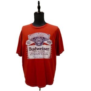 Budweiser Beer Men's XL T-Shirt Red Short Sleeve Graphic Tee